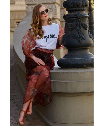 sijonas tiuline maxi gelytas rasytas bordo L19