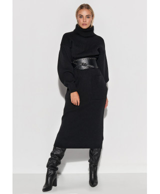 megzta suknele su golfu ir kisenemis juoda S105