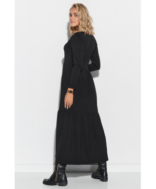 suknele maxi su iskirpte  serek juoda M570