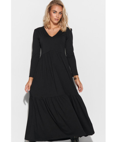 suknele maxi su iskirpte  serek juoda M570