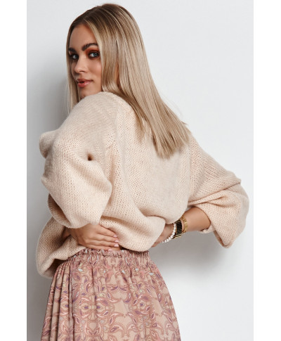 megztinis moteriskas uzmaunamas per galva su guma sviesus beż S114