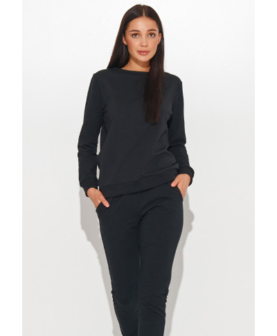 Dresowy komplektas moteriskas su antsiuvu ant rękawie juodas NU379