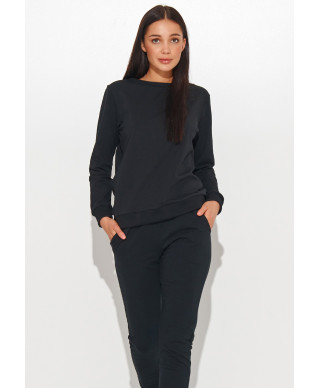 Dresowy komplektas moteriskas su antsiuvu ant rękawie juodas NU379