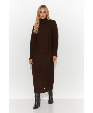 megztinis-suknele za kolano sokoladinis S137