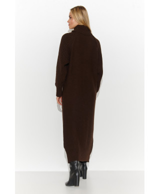 megztinis-suknele za kolano sokoladinis S137