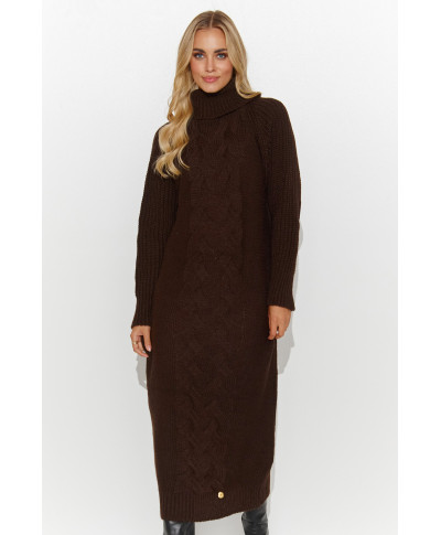 megztinis-suknele za kolano sokoladinis S137