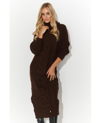 megztinis-suknele za kolano sokoladinis S137