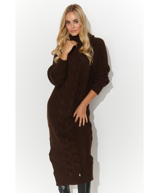 megztinis-suknele za kolano sokoladinis S137