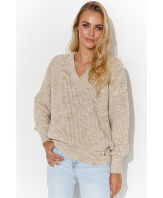 Prosty megztinis moteriskas su iskirpte  serek smelinis melanzas S140