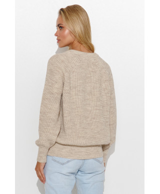 Prosty megztinis moteriskas su iskirpte  serek smelinis melanzas S140