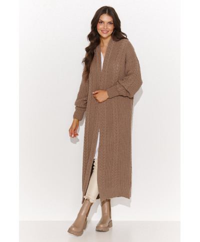 Aptverošs sieviešu atvērts garš džemperis kapučīno krāsā NU_S91