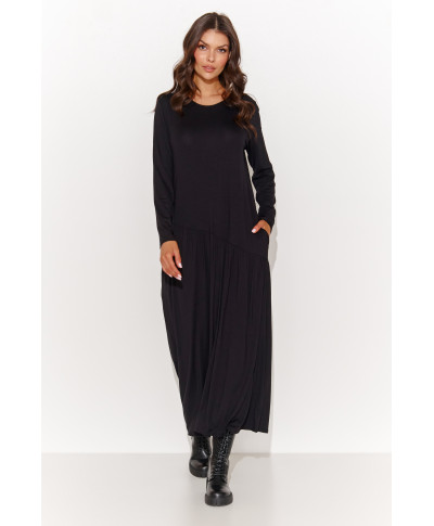 Maxi kleita no viskozes, melna NU456