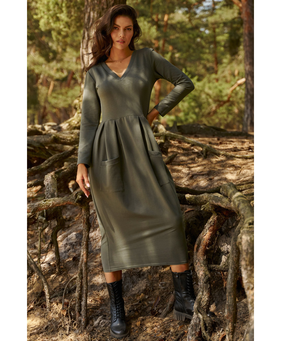 kasdienine suknele megztas dresowej chaki NU454