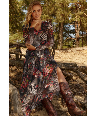 Gara tīklveida kleita ar rakstu 46 M813