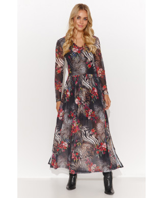 Gara tīklveida kleita ar rakstu 46 M813