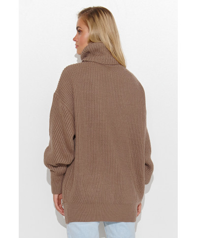 Ciepły megztinis moteriskas su golfu kapucino S136