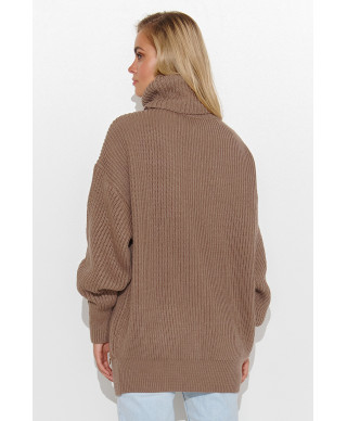 Ciepły megztinis moteriskas su golfu kapucino S136