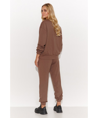 Minimalistyczny moteriskas komplektas dresowy sokoladinis M804