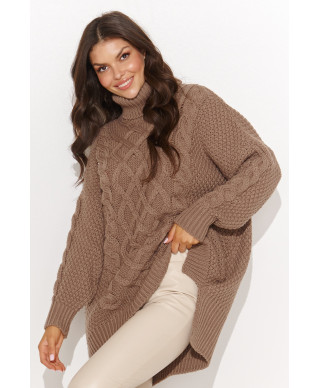 moteriskas megztinis su golfu uzmaunamas per galva kapucino NU_S96