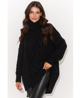 moteriskas megztinis su golfu uzmaunamas per galva juodas NU_S96