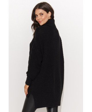 moteriskas megztinis su golfu uzmaunamas per galva juodas NU_S96