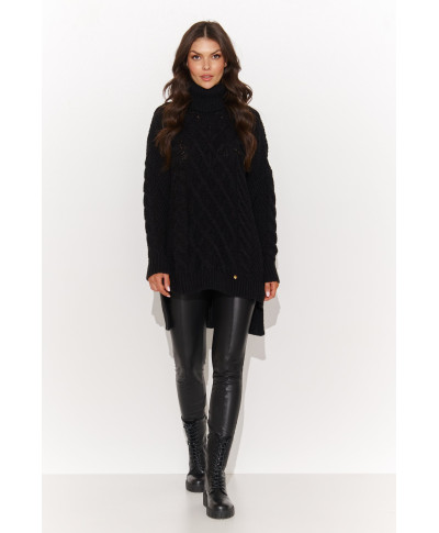 moteriskas megztinis su golfu uzmaunamas per galva juodas NU_S96