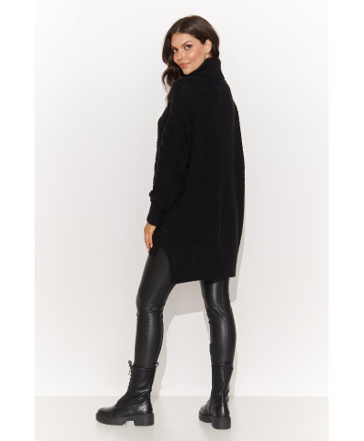 moteriskas megztinis su golfu uzmaunamas per galva juodas NU_S96