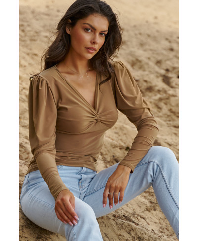 aptempta palaidine moteriska pustomis rankovemis camelowa NU461