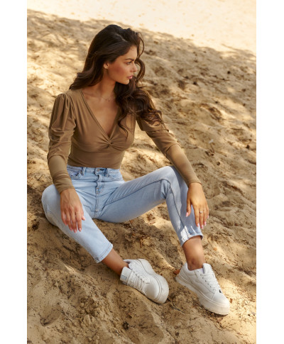 aptempta palaidine moteriska pustomis rankovemis camelowa NU461