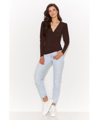 aptempta palaidine moteriska pustomis rankovemis sokoladine NU461