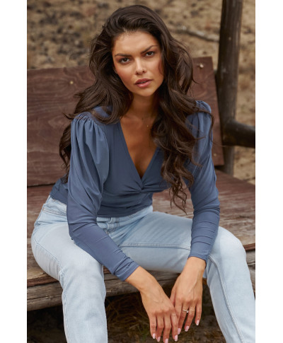 aptempta palaidine moteriska pustomis rankovemis denim NU461