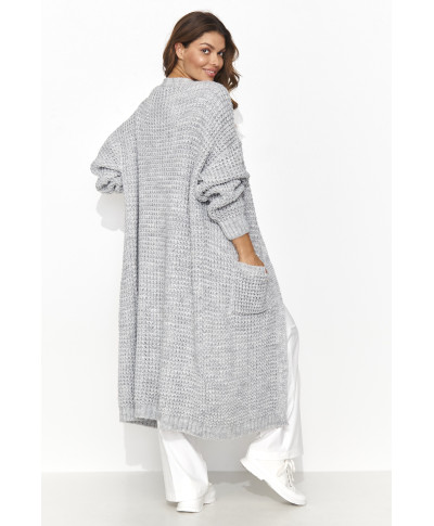 moteriskas megztinis atviras su kisenemis pilkas melanzas NU_S99