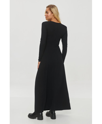 Ilga suknelė su persidengimu ties juosmeniu juoda M838