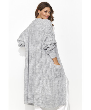 moteriskas megztinis atviras su kisenemis pilkas melanzas NU_S99
