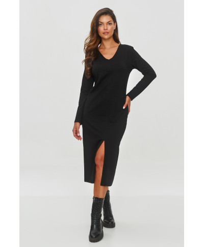 Dresowa suknele su skiliu su przodu juoda  M845