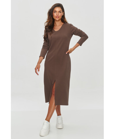 Dresowa suknele su skiliu su przodu sokoladine  M845