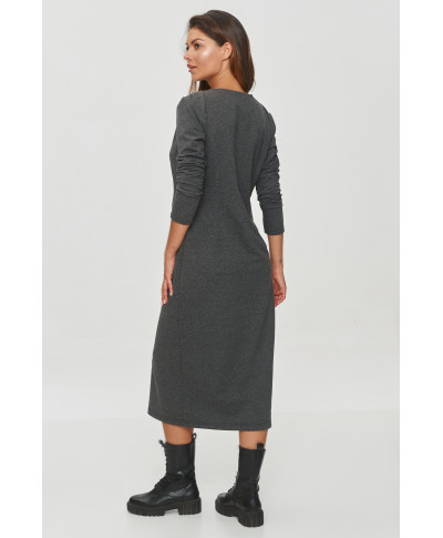 Džemperkleita ar šķēlumu priekšpusē grafīta melanžs M845