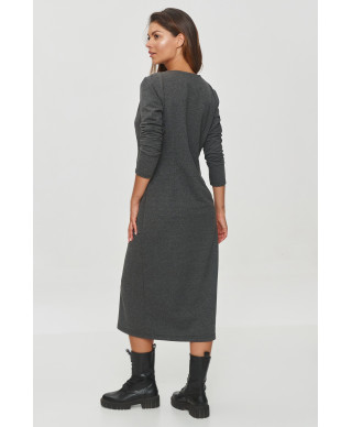 Džemperkleita ar šķēlumu priekšpusē grafīta melanžs M845