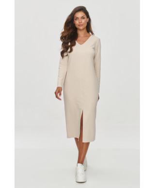 Dresowa suknele su skiliu su przodu sviesus beż  M845