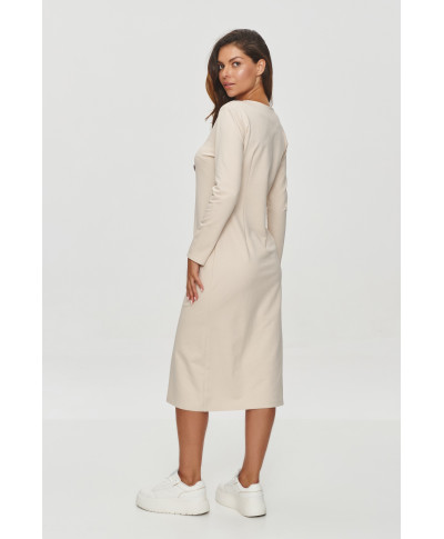 Dresowa suknele su skiliu su przodu sviesus beż  M845