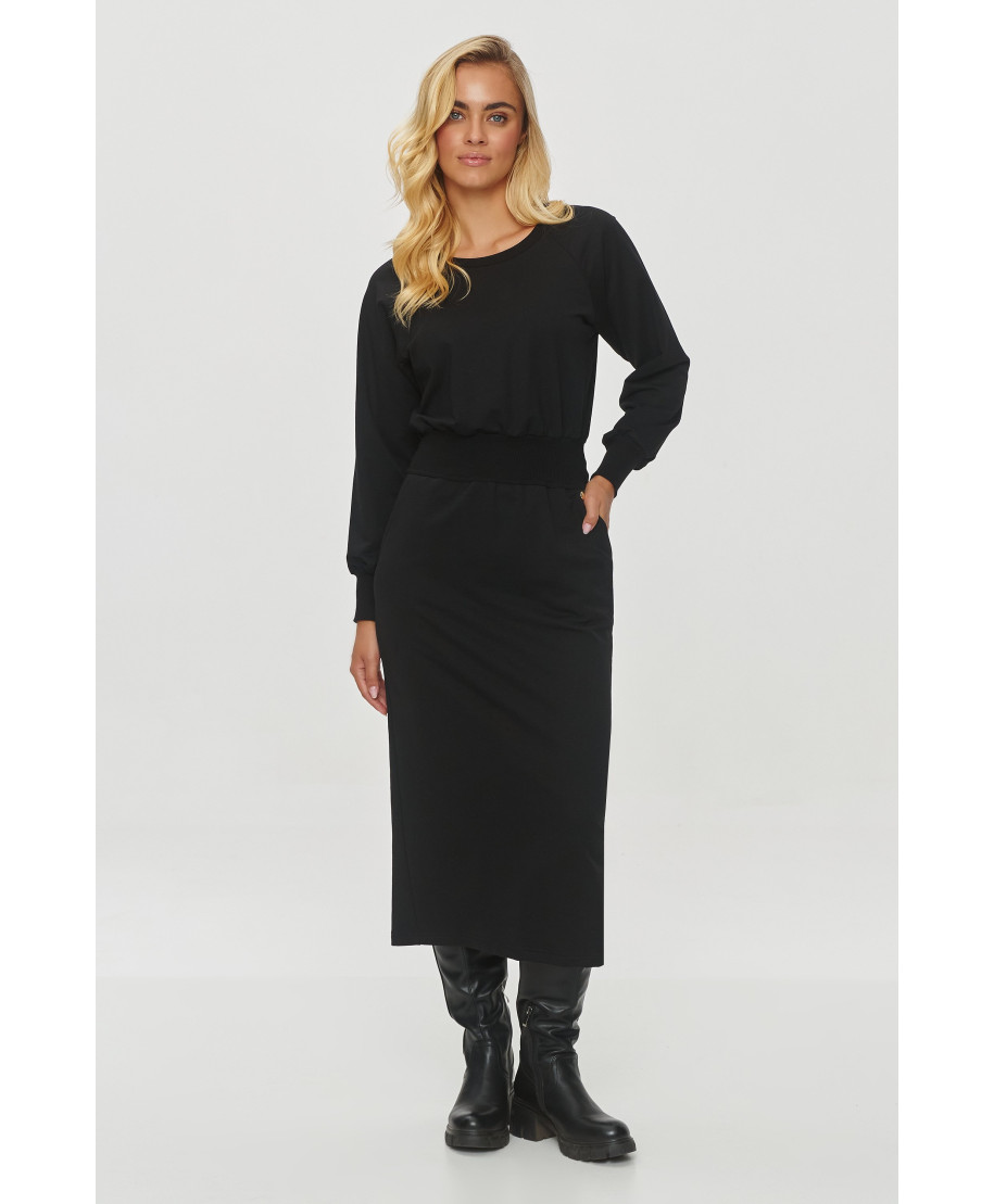 suknele midi su guma juoda M842