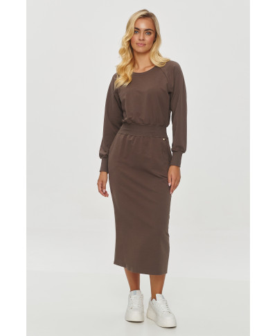 suknele midi su guma sokoladine M842