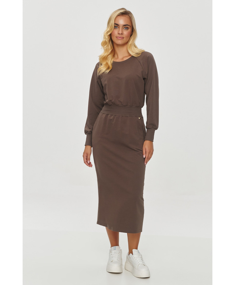 suknele midi su guma sokoladine M842