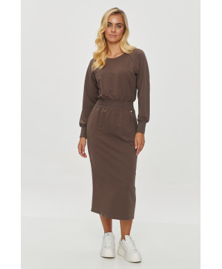 suknele midi su guma sokoladine M842