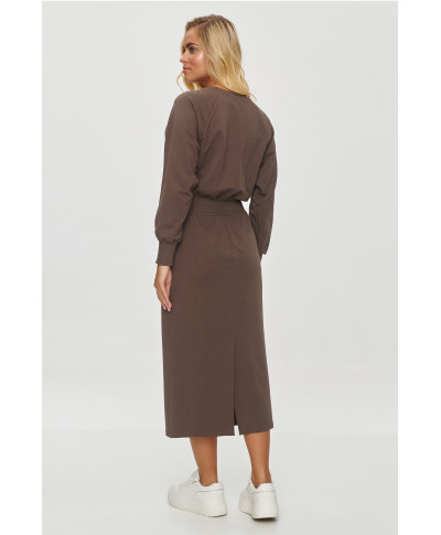 suknele midi su guma sokoladine M842