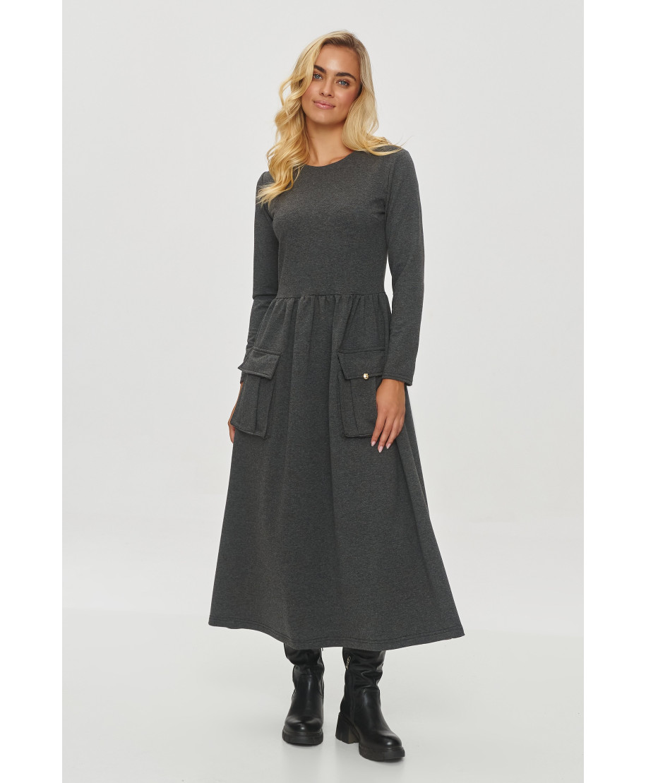 platejanti suknele su naszytymi kisenemis grafitowy melanzas M843