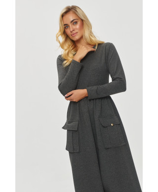 platejanti suknele su naszytymi kisenemis grafitowy melanzas M843