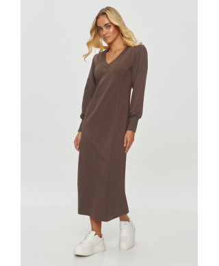 suknele midi o prostym kroju sokoladine M848