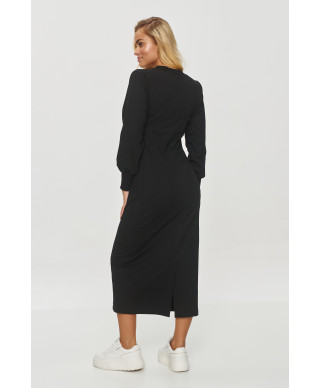 Kleita midi taisna piegriezuma melna M848