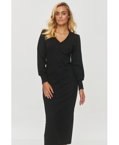 Suknelė midi tiesaus kirpimo juoda M848